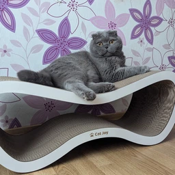 Когтеточка из картона усиленного с деревянным фасадом Cat Joy Fusion Beige 77x29x29 см фото от покупателей 1