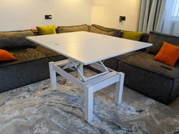Стол-трансформер LofTerno Head B-Fly Glass 900x550x600 Дуб крафт золотой/Белые ноги/Графитовое стекло фото от покупателей 6