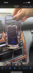 Тримач для телефону з бездротовою зарядкою та автоматичним відкриванням СРІБНИЙ фото от покупателей 7