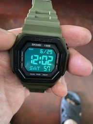Годинник наручний з підсвічуванням Skmei 1988AG 5 ATM 45 мм Black/Green фото от покупателей 8