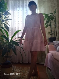 Летний сарафан в полоску Fashion Girl "Salma" 42-44 белый с бежевым фото от покупателей 1