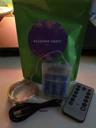Гірлянда світлодіодна Нитка Роса 10 м 100 led на батарейках та USB в комплекті теплий білий