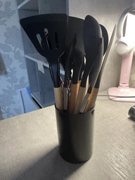 Набор кухонных принадлежностей из силикона и дерева 12 предметов Kitchen Set с подставкой фото от покупателей 6
