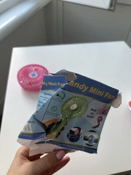 Портативный ручной вентилятор handy mini fan с аккумулятором 18650, черный со складной ручкой фото от покупателей 15