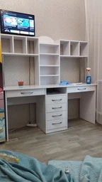 Стол на два рабочих места Konven Mebel Бостон Н-2 1650х500 мм Белый фото от покупателей 3