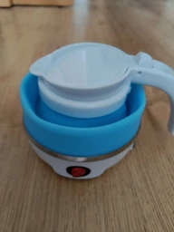 Дорожный чайник силиконовый складной дисковый Electric Kettle wdl-09b 220v 600w 600мл Голубой фото от покупателей 2