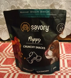Хрустящие лакомства Savory для здорового роста щенков, ягненок и облепиха 200 г (4820232631379)