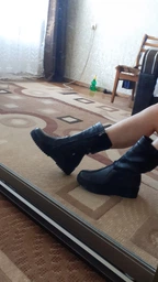 Жіночі напівчоботи зимові MYZ 2293 BLACK з натуральної чорної шкіри на платформі. Розмір 37