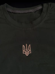 Патриотическая футболка с вышивкой, Герб Украины (Тризуб) 100% хлопок, Мужская Хаки S фото от покупателей 1