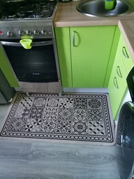 Безворсовий килим на гумовій основі Flex 1.5x2.3 м. бежевий з коричневим 19632/19 фото від покупців 10