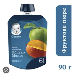 Упаковка Фруктового пюре Gerber Яблоко и манго с 6 месяцев 90 г х 16 шт (07613036345873) фото от покупателей 1