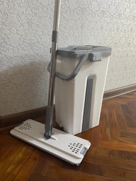 Комплект для домашней уборки легкая вращающаяся швабра лентяйка с складной ручкой и ведром для отжима 5л, Белый с серым (220011682) фото от покупателей 19