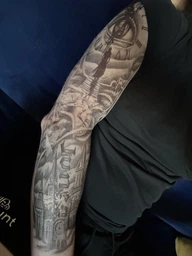 Временный водостойкий тату-рукав TATTOOSHKA "Дорога времени" TQB-023-2