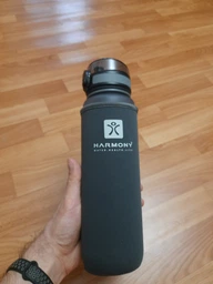 Пляшка для води Harmony Total Graphite 1 л. з контейнером для фруктів і захисним неопреновим чохлом фото від покупців 1