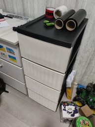 Комод пластиковый на 4 ящика R-Plastic РОТАНГ бело-черный фото от покупателей 1