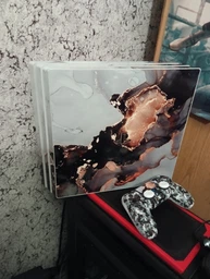 Виниловая наклейка на Playstation 4 Pro консоль и контроллер фиолетовый черный мрамор, арт.700453 фото от покупателей 3