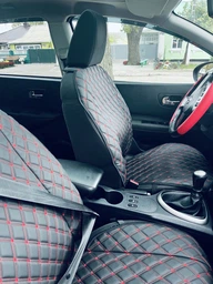Накидки для авто з екошкіри, Сірі з подвійним сірим рядком, Преміум+, Повний комплект фото від покупців 1