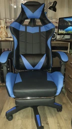 Крісло ігрове GAMING CHAIR G-001 з підставкою для ніг, колір чорний/червоний фото від покупців 15