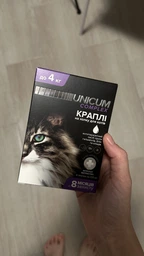 Капли Unicum Premium + от блох, клещей и гельминтов на холку для кошек 0-4 кг (UN-029) (4820150202484) фото от покупателей 1