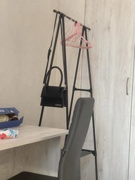 Стойка вешалка для одежды и обуви Coat Rack TW-777 new напольная стальная с полками, на колесах Black фото от покупателей 11