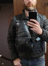 Сумка слинг через плечо мужская из натуральной кожи Laras K101037 Black (ROZ6300004234) фото от покупателей 3
