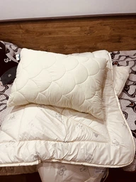 Одеяло IDEIA WOOL CLASSIC зимнее евро 200х220 овечья шерсть 70% молочное фото от покупателей 2