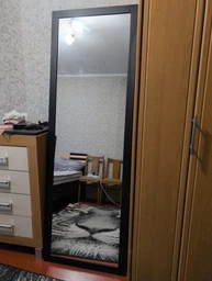 Зеркало напольное в полный рост на ножке большое прямая рама передвижное 600х1800 мм Черный фото от покупателей 8