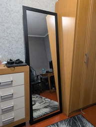 Зеркало напольное в полный рост на ножке большое прямая рама передвижное 600х1800 мм Черный фото от покупателей 7