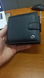 Мужской горизонтальный бумажник из натуральной кожи с монетницей ST Leather Черный (bg225fash53)