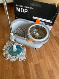 Набор для уборки швабра лентяйка 024/10л центрифуга с отжимом и ведром Scratch Mop складная швабра Серый фото от покупателей 8