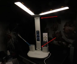 Лампа настольная аккумулятоная двойная LED с часами, календарем, термометром (L16)