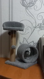 Кігтеточка для маленьких кошенят Мур-Мяу Котейка 30х30х54 см дряпка у джутовій мотузці Бежевий МТК фото від покупців 2