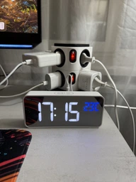 Часы настольные электронные зеркальные Losso Premium (BT) с LED подсветкой и термометром (белые), будильник фото от покупателей 9