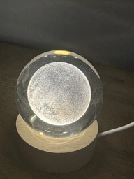 Декоративний 3D-нічник кришталева куля "Місяць" з Led підсвічуванням на 60мм, прозорий