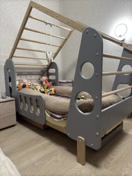 Кровать Домик спорт + Ящики 155см 80/160см Серая