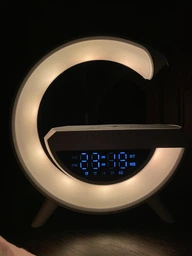 Многофункциональный ночник с будильником BT-3401 RGB с Bluetooth колонкой, Радио и беспроводной зарядкой Белый фото от покупателей 12