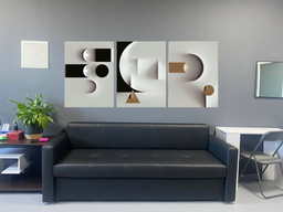 Модульна картина Холстович Modern Black White Abstract 135х60 см. Картина з абстракцією для кабінету психолога, вітальні, спальні, кухні, офісу, інтер'єру