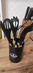 Набор кухонных принадлежностей из силикона и бамбука 12 предметов Kitchen Set Черный