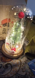 Різдвяна ялинка, що світиться, в колбі christmas decor з зіркою і LED підсвічуванням 23.5 см на батарейках