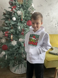 Детское теплое худи новогоднее для мальчика Спиногрыз Гринч 10-00821 110 см Белое (ROZ6501097977)