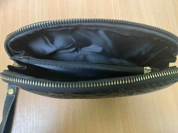 Фактурная женская барсетка из натуральной кожи с тиснением под змею VINTAGE Leather Bag 22272 Черный фото от покупателей 3