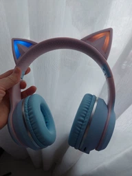 Бездротові навушники Onvyx BT612I з котячими вушками, RGB-підсвічуванням, Bluetooth 5.3, FM-радіо, MicroSD, AUX, складні Black