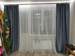 Тюль шифон 150x235 см 1 шт Білий Готовий з Тасьмою