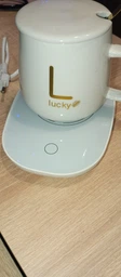Чашка с подогревом на подставке керамическая чашка с ложкой 400мл Lucky Pink
