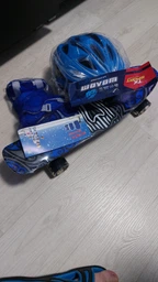 Скейт Penny Best Board LED 22" со светом Шлем + защита с регулировкой Black/Blue (G26482364844652)