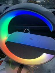 Портативная колонка с RGB-подсветкой и беспроводной зарядкой BT/TF/Wireless Charger/USB/FM/AUX 20 Вт, белый