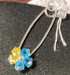 Брошка-булавка серебряная Цветок Украины с Камнями 6061 1.50г