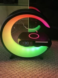 Настольная смарт лампа ночник G-smart G11 RGB Rainbow Light-Wireless с Bluetooth колонкой беспроводная зарядка FM радио чёрный фото от покупателей 1