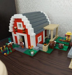 Дитячий конструктор Minecraft червоний амбар ферма 807 деталей з кубиками фігурками тварин та героїв будиночок дерева вода аксесуари ігрова розвиваюча іграшка для хлопчиків і дівчаток OnePro 73440 фото від покупців 6