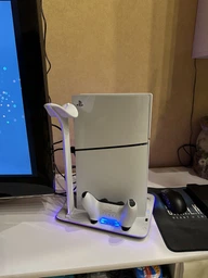 Універсальна мультифункціональна підставка для PlayStation 5 Slim Disk / Digital edition зарядка для геймпадів стенд для дисків кулер консолі та підставка для навушників Honcam біла